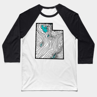 Topographic State of Utah Baseball T-Shirt